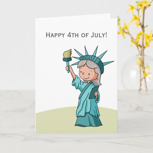 Freiheitsstatue 4. Juli Patriotic Karte (Gelbe Blume)