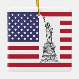 Freiheitsstatue & amerikanische Flagge Ornament