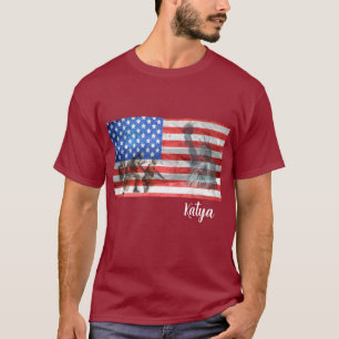 Freiheitsstatue, amerikanische Flagge und Soldat T-Shirt