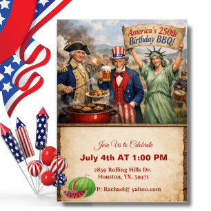 Freiheitsstatue Amerikas 250. BBQ Einladung