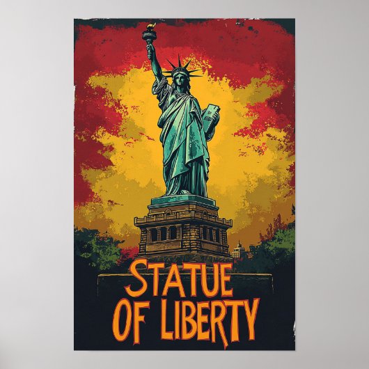 Freiheitsstatue Art Vintage Illustration Poster (Vorne)