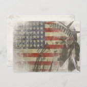 Freiheitsstatue auf Vintager amerikanischer Flagge Postkarte (Vorne/Hinten)