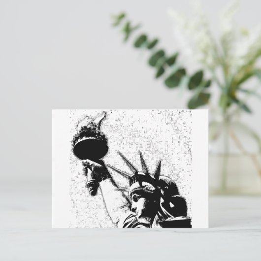Freiheitsstatue B&W Postkarte (Stehend Vorderseite)
