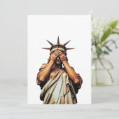 Freiheitsstatue bedeckt ihr Gesicht in Scham Karte (Stehend Vorderseite)