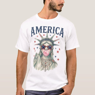 Freiheitsstatue Blase, Mädchenhaft USA 4. Juli Tag T-Shirt