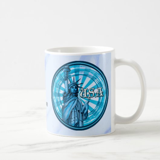 Freiheitsstatue Blau USA Kaffeetasse (Rechts)
