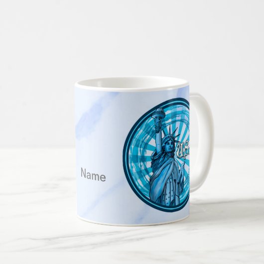 Freiheitsstatue Blue USA Kaffeetasse (VorderseiteRechts)