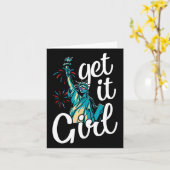 Freiheitsstatue bringt Girl American Flag 4. Karte (Gelbe Blume)