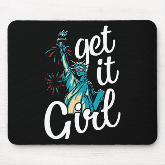 Freiheitsstatue bringt Girl American Flag 4. Mousepad (Vorne)
