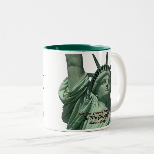 Freiheitsstatue das Schreien Zweifarbige Tasse (VorderseiteRechts)