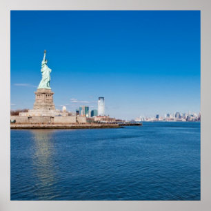 Freiheitsstatue, den Hudson und Manhattan Poster