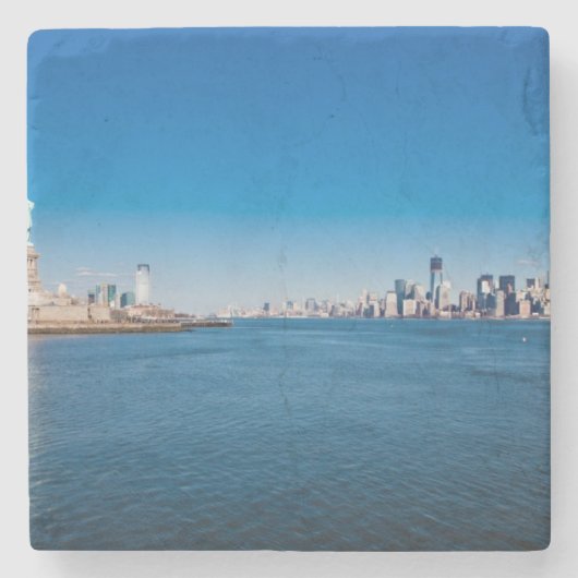 Freiheitsstatue, den Hudson und Manhattan Steinuntersetzer (Vorderseite)