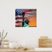Freiheitsstatue des US-Flaggenplakats Poster (Küche)