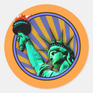 Freiheitsstatue-Emblem-Design Runder Aufkleber