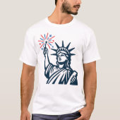 Freiheitsstatue Feuerwerk Patriotic T-Shirt (Vorderseite)