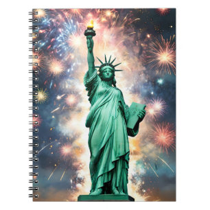 Freiheitsstatue Feuerwerk Unabhängigkeit Tag, Jung Notizblock
