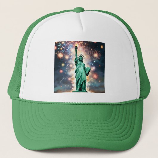 Freiheitsstatue Feuerwerk Unabhängigkeit Tag, Jung Truckerkappe (Vorderseite)