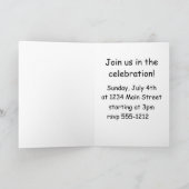 Freiheitsstatue, Feuerwerk und amerikanische Flagg Einladung (Innenseite)