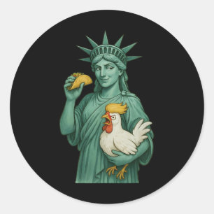 Freiheitsstatue Funny Patriotic Los geht's Taco 1 Runder Aufkleber