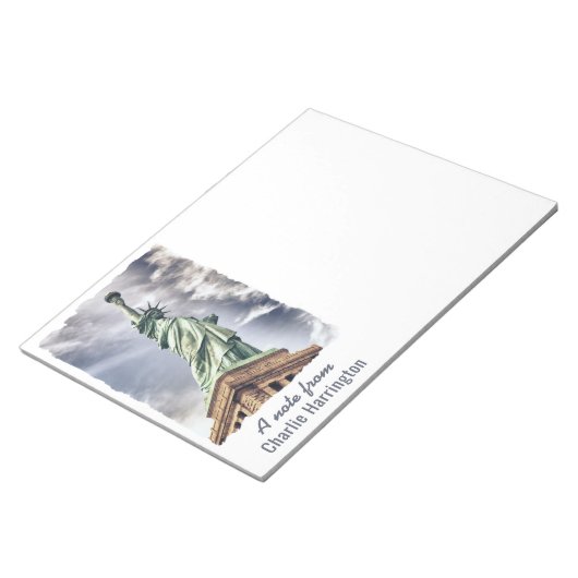 Freiheitsstatue für ein benutzerdefiniertes Textze Notizblock (angewinkelt)