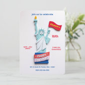 Freiheitsstatue Geburtstagsfeier Einladung (Stehend Vorderseite)