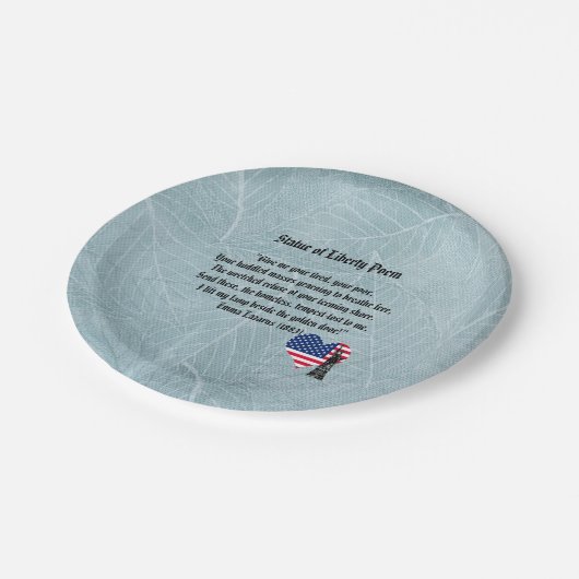 Freiheitsstatue Gedicht Pappteller (Schrägansicht)