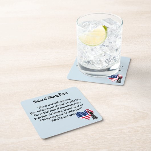 Freiheitsstatue Gedicht Rechteckiger Pappuntersetzer (Vor Ort)