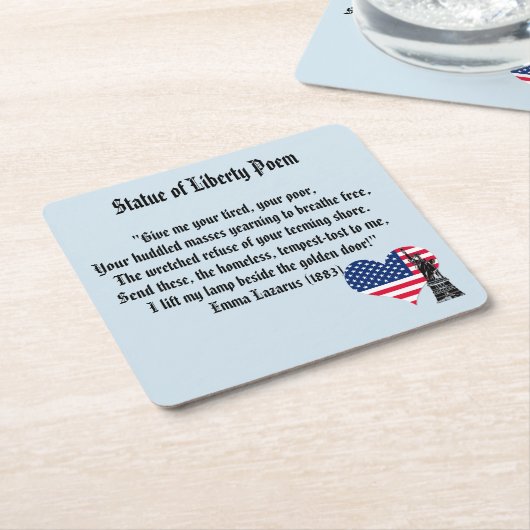 Freiheitsstatue Gedicht Rechteckiger Pappuntersetzer (angewinkelt)