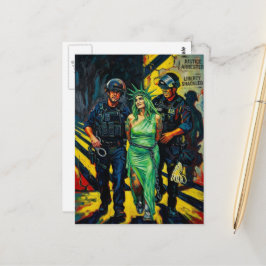 Freiheitsstatue gefesselt und verhaftet postkarte