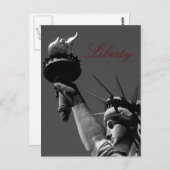 Freiheitsstatue Gray Red Script Post Card Postkarte (Vorne/Hinten)