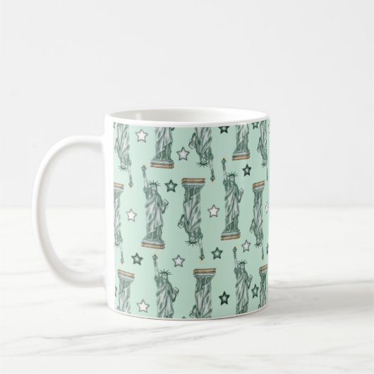 Freiheitsstatue - Grüne Sterne Kaffeetasse (Links)