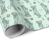 Freiheitsstatue - Grünes Sternen Geschenkpapier (Rolleneckpunkt)