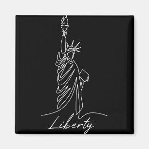 Freiheitsstatue Handgezeichnete Ein-Linien-Neue-Ku Magnet