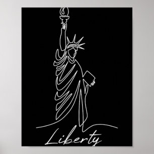 Freiheitsstatue Handgezeichnete Eine Linie Neue Ku Poster