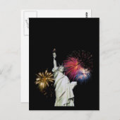 Freiheitsstatue - Hintergrund der Feuerwerke Postkarte (Vorne/Hinten)