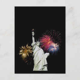 Freiheitsstatue - Hintergrund der Feuerwerke Postkarte