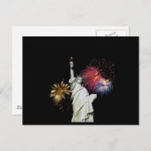Freiheitsstatue - Hintergrund der Feuerwerke Postkarte (Vorne/Hinten)