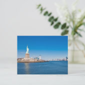 Freiheitsstatue, Hudson River und Manhattan Postkarte (Stehend Vorderseite)