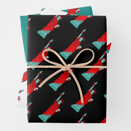 Freiheitsstatue im Weihnachtskostüm Weihnachten Geschenkpapier Set (Beispiel)