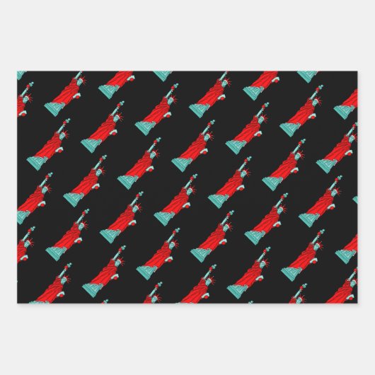 Freiheitsstatue im Weihnachtskostüm Weihnachten Geschenkpapier Set (Vorderseite)