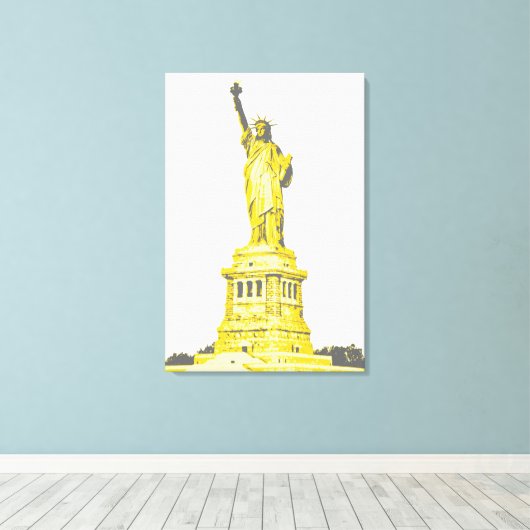 Freiheitsstatue in Gelb- und Grautönen Leinwanddruck (Insitu (Holzboden))