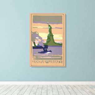 Freiheitsstatue in New York City, Vintage Travel Leinwanddruck