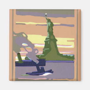 Freiheitsstatue in New York City, Vintage Travel Magnet