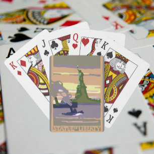 Freiheitsstatue in New York City, Vintage Travel Spielkarten