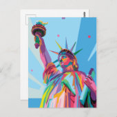 Freiheitsstatue in New York Farbenfrohe Pop Kunst Postkarte (Vorne/Hinten)