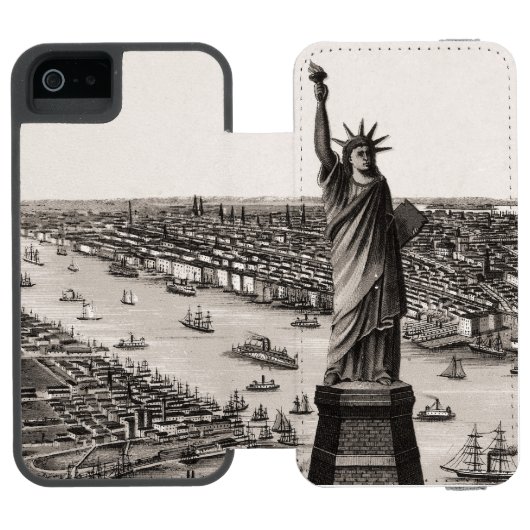 Freiheitsstatue in New- Yorkhafen Incipio iPhone Geldbeutel-Hülle (Folio Geöffnet)