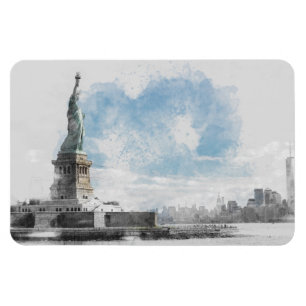 Freiheitsstatue Magnet Manhattan NYC Aquarell