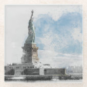 Freiheitsstatue Manhattan Glass Untersetzer - NYC (Vorderseite)