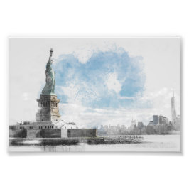 Freiheitsstatue Manhattan Skyline Foto Print