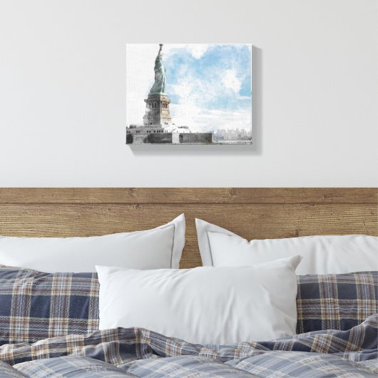 Freiheitsstatue Manhattan Skyline Leinwand Wall (Insitu (Schlafzimmer))